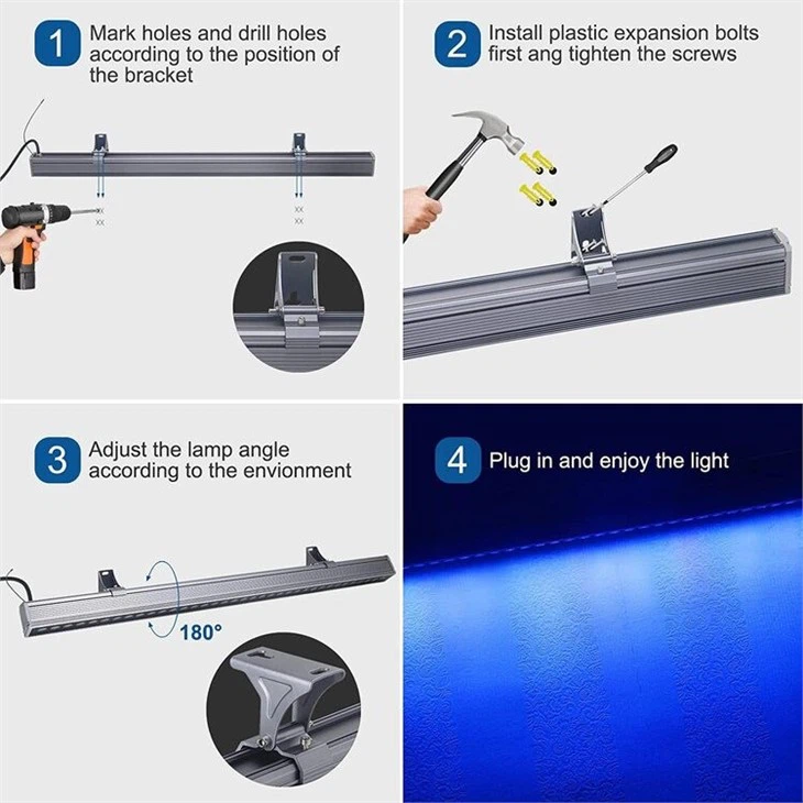 RGBW LED Wall Washer Light Bar installation